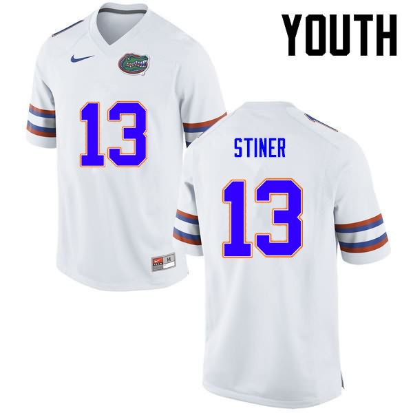 NCAA Florida Gators Donovan Stiner Youth #13 Nike White Stitched Authentic College Football Jersey LWF8064DM